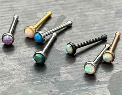 1pc Opal Set Nose Stud Bone Ring 316L Surgical Steel Body Jewelry $11.95