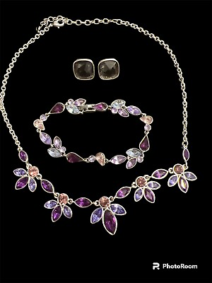 #ad vtg jewelry set silver And Purple $20.00
