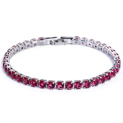 #ad Gorgeous Lady#x27;s Jewelry Gift Red Topaz Gemstone Silver Chain Bracelet 7.5quot; $10.99