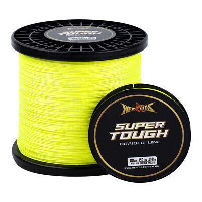 #ad HERCULES Super Tough Fluorescent Yellow PE Braided Fishing Line High Visibility $9.99
