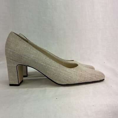 #ad Karen Scott Soft Step DEANNA Beige Dress Heels Womens Size 8 M $10.90