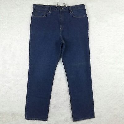 #ad Eddie Bauer Mens Jeans Traditional Fit Straight Blue Denim Indigo Rinse 42x34 $19.99