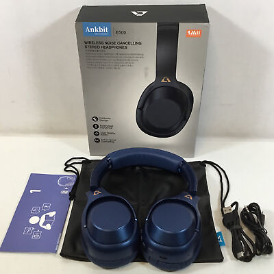 #ad Ankbit E500 Blue Wireless Active Noise Cancelling Stereo Bluetooth Headphones $39.99