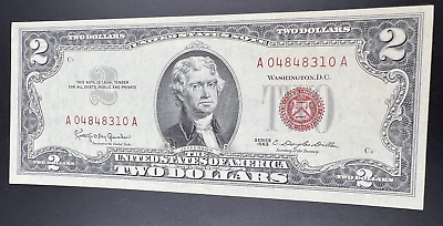 #ad 1963 $2 United States Currency Legal Tender Note Red Seal Choice UNC #310 $17.99