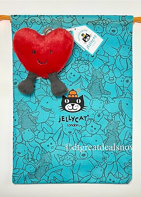#ad Jellycat Amusable Heart Bag Charm Cherry Red Heart Soft Lovely Keychain $36.98