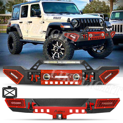 #ad For 2018 2023 Jeep Wrangler JL New Steel Front Rear Bumper w Winch Plate D Rings $759.95