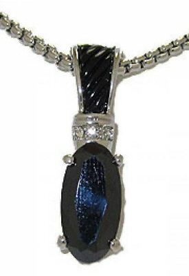 Black Crystal Pendant slider enhancer silver white gold necklace chain NWT $19.49