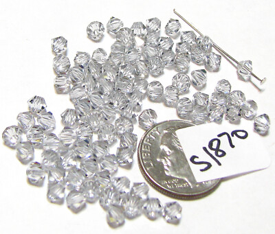 #ad Swarovski Crystal Bicone Beads CRYSTAL CLEAR 3mm Lot of 50 S1870 $3.00
