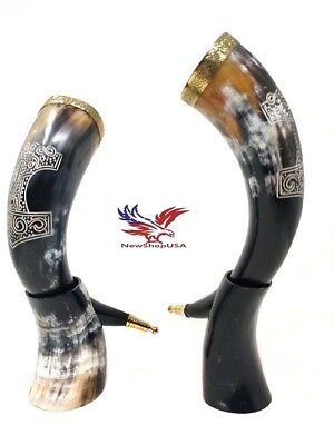 #ad Viking Drinking Horn Beer for Ale set of two horn $64.40