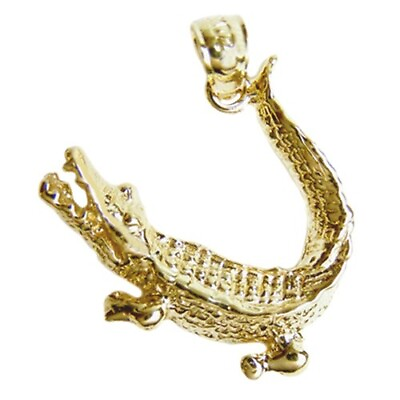 #ad New 14k Gold Alligator Crocodile Pendant $189.99