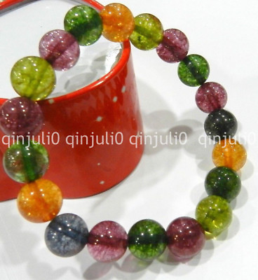 #ad Charming 8mm Multicolor Tourmaline Gemstone Round Beads Bracelet 7.5quot; GBP 3.50