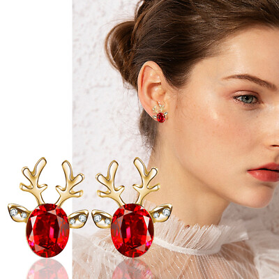 #ad Stylish Lovely Crystal Jewelry Deer Antler Christmas Gifts Stud Earrings NEW UK GBP 0.99