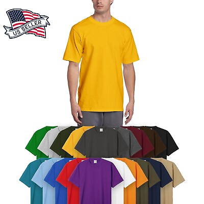 #ad Mens HEAVY WEIGHT T Shirts SUPERMAX Plain Tee BIG AND TALL XL Solid Crew Neck $16.99