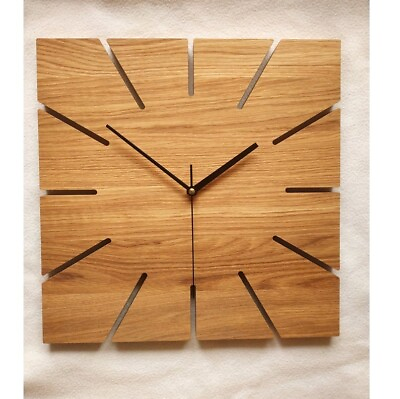 #ad Solid Natural Wooden Handcrafted Wall Clock Home Décor Globe Face 24” Large Gift $72.82