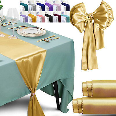 #ad 12”×108” Satin Wedding Table Runner Holiday Party Banquet Decoration 12 Colors $3.24