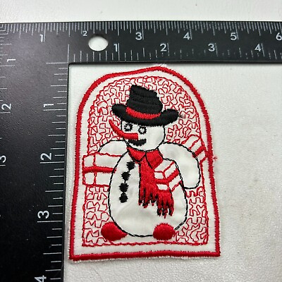 #ad VINTAGE NOS CHRISTMAS GIFT THEMED SNOWMAN Patch 001C $5.95
