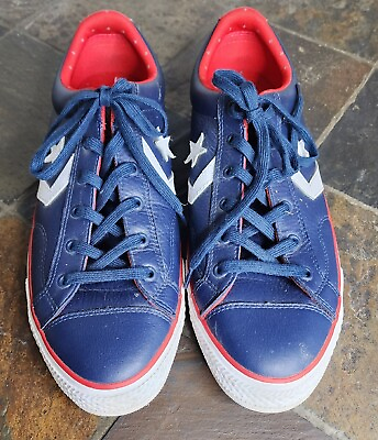 #ad Converse Cons All Star Red White Blue Low Tops Size 12 Leather $29.87