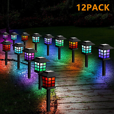 #ad 12 Pack Solar Pathway Lights Waterproof Outdoor LED Landscape Lights Multicolor $16.79