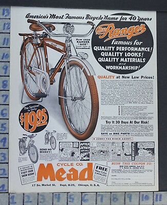 #ad 1936 MEAD RANGER BIKE CYCLING BICYCLE ACE SENTINEL RIDE SPORT VINTAGE AD CC34 $26.95