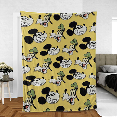 #ad Funny Face Goofy Mickey Disney Character Sherpa Fleece Blanket $69.99