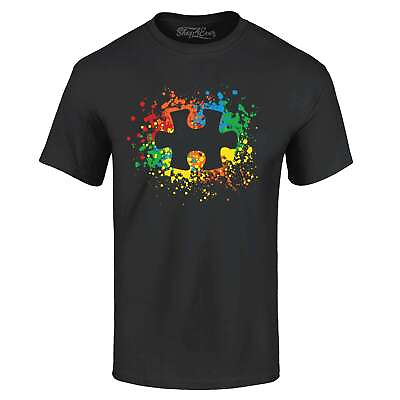 #ad Autism Awareness Splatter Paint Puzzle Piece T shirt Autism Shirts $11.99