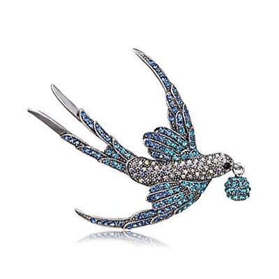 #ad Lovely Crystal Swallow Brooch Pins Elegant Rhinestone Animal Bird Blue $18.78