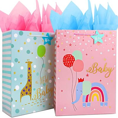 16.5quot;Baby Gift BagXL Gift Bags with Tissue PaperGift Bag for Baby Shower Bag $14.58