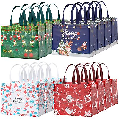 #ad Christmas Gift Bags 16 packs with Handle Holiday Gift Bags Reusable Non Woven... $29.47