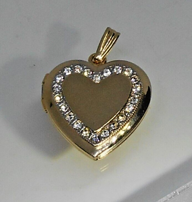 #ad Antique Rhinestone Heart Locket 14k Yellow Gold Filled Michelson $95.00