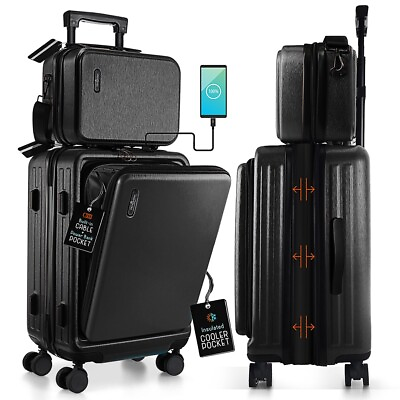 #ad 2 Pc Carry On Spinner Suitcase amp; Case TSA Lock Expandable Hardshell Luggage Set $99.99