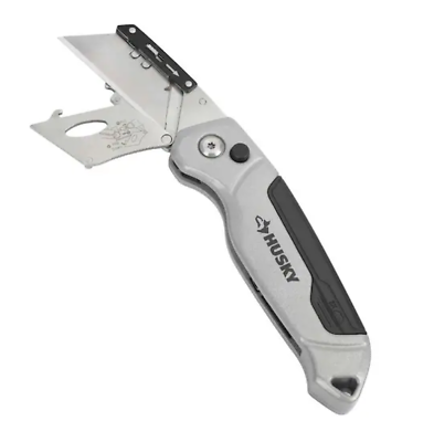 #ad HUSKY PRO Utility Knife Blades StorageFolding HandleLockableRemovable Blade $15.99