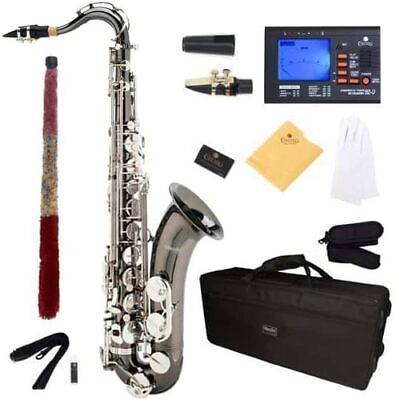 #ad Mendini Tenor Saxophone L92D B Flat Case Tuner amp; Mouthpiece Black w Nickel $299.99