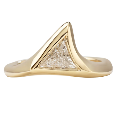 #ad 18K Yellow Gold Diamond Ring Trilion 1 Carat Ring Wedding GLI IGI Lab Created 5 $1452.00