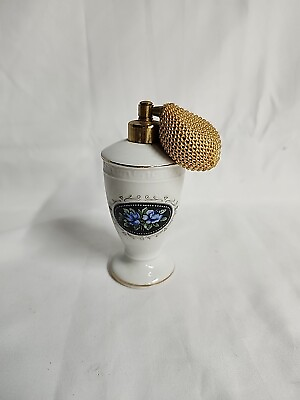 #ad #ad Vintage Perfume Atomizer Bottle Glass Gold Fittings Floral Rare MId Century Mod $28.00