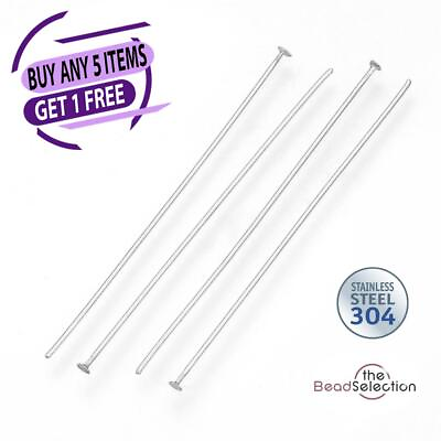#ad 100 STAINLESS STEEL 304 GRADE HEAD PINS 30mm 40mm 50mm x 0.7mm JEWELLERY MAKING GBP 3.49