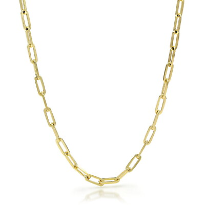 #ad 10k Yellow Gold 4mm Paperclip Chain Rolo Elongated Link Cable Necklace Women 16quot; $259.98