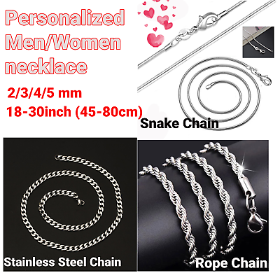#ad 925 Silver Plated 3 Styles Snake Chain Fashion Necklace Women 16quot; 18 30in 2 5mm $2.49