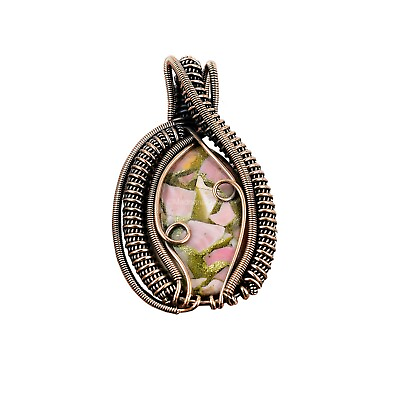 #ad Womens Day Gift Pink Opal Wire Wrapped Pendant Handcrafted Copper Holiday 2.28 $79.79