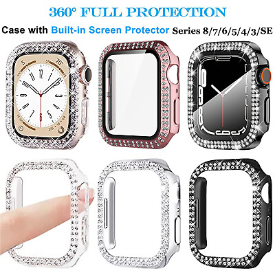 For Apple Watch Series 8 7 6 5 4 3 SE Bling Case Cover 41 45mm Screen Protector $4.59