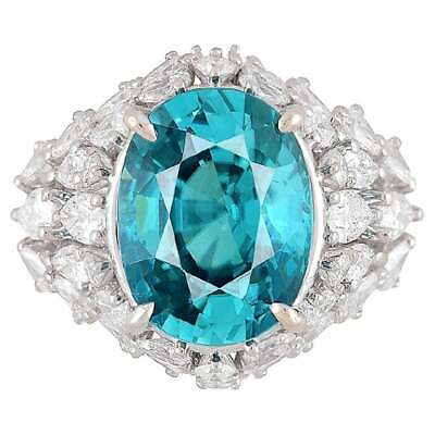 #ad 8.55 Carat Greenish Blue Zircon With Round and Pear Cut 2.14 Carat Wedding Ring $198.00