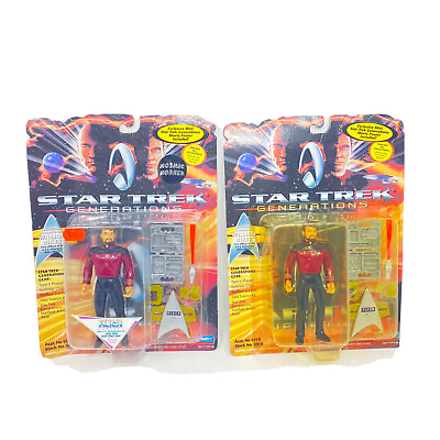 #ad Lot of 2 Star Trek Generation Gear William Riker Figures Sealed Playmates 1994 $19.99