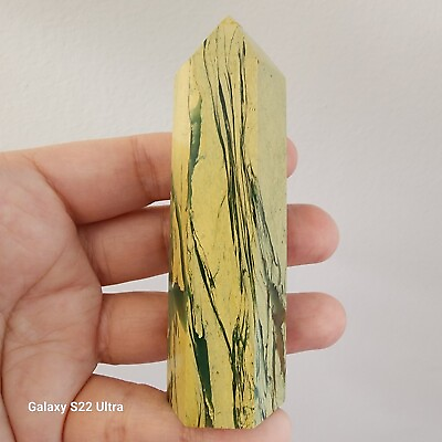 #ad Large Natural Crystal Yellow Jasper Phoenix Stone Colomn Pillar 3.5quot; $16.00