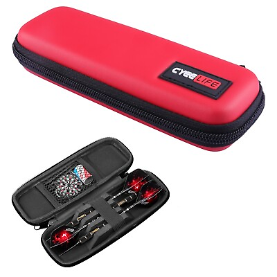 #ad CyeeLife Red PU Dart Carrying Case for 3pcs Steel and Soft Darts Set $10.99