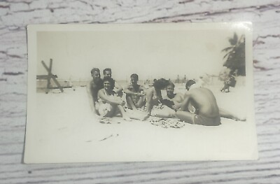 #ad July 1942 Photo Of Navy Pilots And Wives On Beach WWII $16.00
