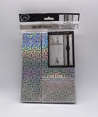 New Voila Iridescent Gift Boxes 3 Count Jewelry Watch Box $5.00