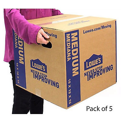 Pack of 5 Medium Cardboard Boxes 18quot; x 16quot; Moving Plain Shipping PackingSupplies $24.00