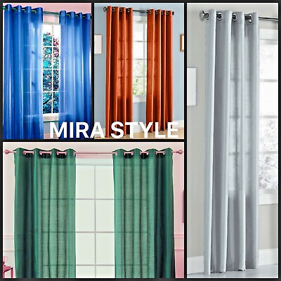 #ad 2Pc Semi Sheer Window Curtain DRESSING Home Grommets Top Solid Color MIRA $15.30