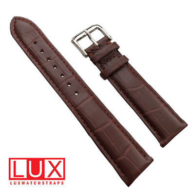 #ad 22mm Padded BROWN Genuine Alligator Leather Watch Strap $26.55