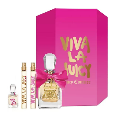 #ad Juicy Couture Viva La Juicy EDP 4 Piece Macys Gift Set 3.4oz EDP Sprays NEW $99.99