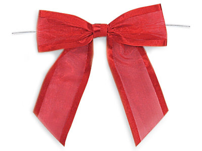 #ad 12 Sheer Red Pre tied Organza Bows Satin Edge Ribbon Christmas Holiday Valentine $11.86